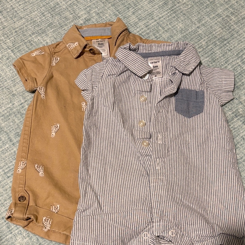Carter's Searsucker and Safari Romper Set, 3 mo